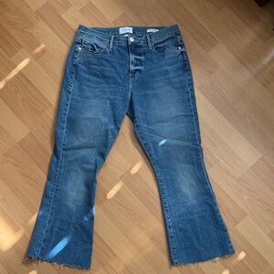 FRAME Le High Flare  raw hem cropped Jeans 29